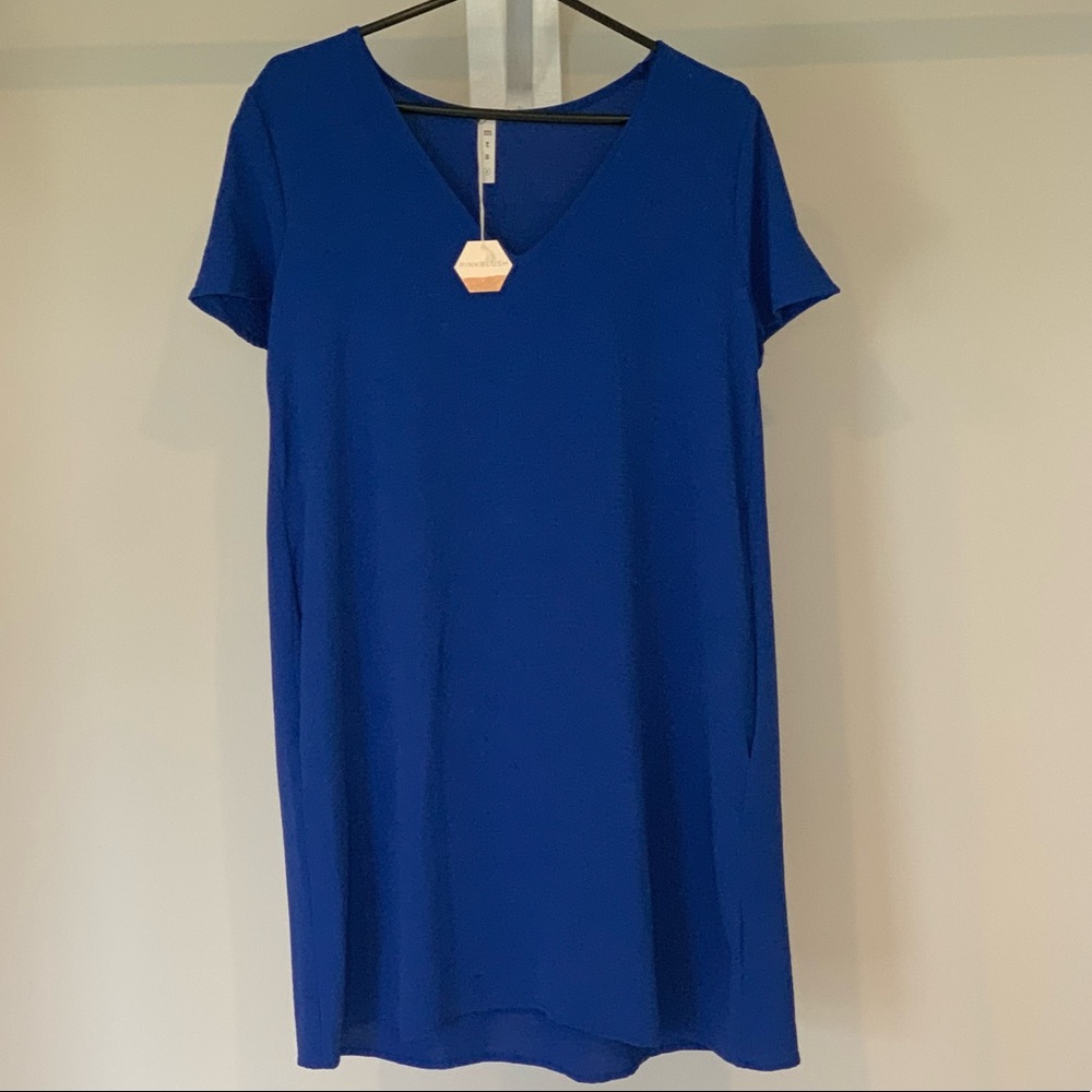 Pink blush Blue Mini Dress